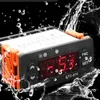 A digital temperature controller for a freezer is shown with water splashing around it, suggesting its durability or use in a wet environment. Podgląd zdjęcia produktu