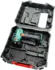 A cordless angle grinder is shown inside its black plastic carrying case. Anteprima dell’immagine prodotto
