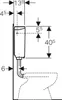 A technical drawing showing the dimensions and installation of a toilet cistern. Anteprima dell’immagine prodotto