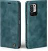 A teal flip case for a smartphone is shown from two angles, open and closed. Produktbild-Vorschau