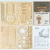 A collage of images showing wooden puzzle pieces for a hot air balloon model, along with packaging and instructions. Anteprima dell’immagine prodotto