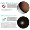 Comparison of original and 400 cell catalytic converters with magnified views and descriptive text. Produktbild-Vorschau