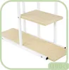 A close-up view of a white metal shelf unit with light wood shelves. Anteprima dell’immagine prodotto