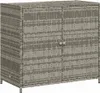 A gray poly rattan garden cabinet with two doors and two handles, shown from the front on a white background. Náhled obrázku produktu