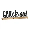 Deko Schriftzug Glück auf aus Mangoholz und Aluminium Produktbild-Vorschau 1