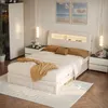 Bett mit Schubladen, 140 x 200 cm, in beigefarbenem Samt, Produktbild-Vorschau 10