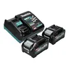A black and teal Makita battery charger and two batteries are displayed on a white background. Voir les images du produit