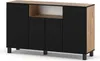 STIV Möbel | Kommode 140x35x80 cm Eiche Wotan / Schwarz Produktbild-Vorschau 1