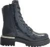 A single black patent leather lace-up boot with a thick sole and a side zipper, shown from the side against a white background. Voir les images du produit