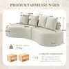 Leinenstoff Sofa Beige Couch mit 4 Kissen Polstersofa Produktbild-Vorschau 3
