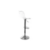 A clear acrylic bar stool with a silver metal base and adjustable height. Produktbild-Vorschau
