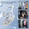 Collage showing a magnetic ring holder for a phone, with examples of its use on a refrigerator, an iron pillar, and fitness equipment. Anteprima dell’immagine prodotto