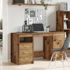 vidaXL Schreibtisch mit Unterschrank Altholz Holzwerkstoff Produktbild-Vorschau 3