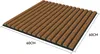A 3D rendered image of a wall panel with wooden slats, showing its dimensions. Anteprima dell’immagine prodotto