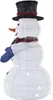 A decorative snowman figure with a hat, scarf, and mitten, illuminated by LED lights. Produktbild-Vorschau