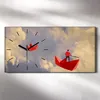 Dekor Leinwand Uhr Wandbilder 60x30 Männer auf Papierbooten Produktbild-Vorschau 2