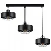 A black and chrome pendant light fixture with three lamps. Podgląd zdjęcia produktu