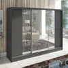 A large, modern wardrobe with mirrored sliding doors, reflecting a living room interior. Produktbild-Vorschau