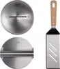 A set of three kitchen tools, including a burger smasher and a spatula, displayed against a white background. Anteprima dell’immagine prodotto