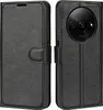A black flip case for a smartphone is shown from two angles. Produktbild-Vorschau