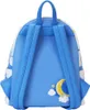 The back view of a blue backpack with a celestial print. Produktbild-Vorschau