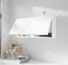 A white bathroom cabinet with a marble-effect front is mounted on a light gray wall. Produktbild-Vorschau