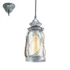 A hanging lantern-style light fixture with a vintage design, shown against a white background. The fixture includes a glass shade, a metal frame with a rope accent, and an exposed Edison-style bulb. A separate ceiling canopy is also visible in the upper le Produktbild-Vorschau