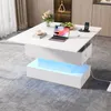STILVORA Couchtisch mit LED-Beleuchtung,Höhenverstellbarer Produktbild-Vorschau 3