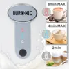 Collage showing a milk frother with different beverage options. Produktbild-Vorschau
