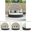 The Living Store Outdoor-Loungebett mit Dach und Kissen Produktbild-Vorschau 1