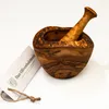 Mörser und Stößel aus Olivenholz in Naturoptik 16 cm Produktbild-Vorschau 2