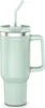 A mint green insulated tumbler with a silver rim and a silver handle, shown with a light green straw inserted into the lid. Anteprima dell’immagine prodotto