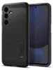 A black phone case with a kickstand is shown next to a smartphone. Produktbild-Vorschau