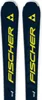 A pair of navy blue skis with yellow branding. Anteprima dell’immagine prodotto