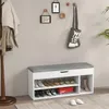 Schuhbank mit Sitzkissen, Schuhtruhe Sitzbank mit Stauraum, Produktbild-Vorschau 3