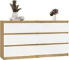 A dresser with white drawers and a wood-grain frame, decorated with dried flowers in vases. Podgląd zdjęcia produktu