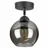 A close-up studio shot of a black ceiling lamp with a smoked glass shade. Produktbild-Vorschau
