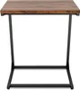A C-shaped side table with a wooden top and black metal legs, presented against a white background. Produktbild-Vorschau