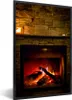MuchoWow® Gerahmtes Poster Kamin mit rotem Licht 60x90 cm - Produktbild-Vorschau 1