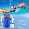 Children playing in a pool with inflatable toys, with a pool filter pump in the foreground. Produktbild-Vorschau