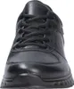 A close-up, front-facing view of a black leather ECCO sneaker. Podgląd zdjęcia produktu