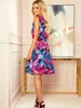 Numoco Damen trapezförmig Kleid mit Blumen Sieger Blau Rosa Produktbild-Vorschau 10