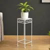 DanDiBo Blumenhocker Weiß Metall Eckig 50 cm Blumenständer Produktbild-Vorschau 1