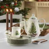 A Christmas-themed tea set with candles and a Christmas tree in the background. Produktbild-Vorschau