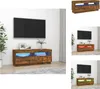 vidaXL Armoire TV avec lampes LED Chêne fumé 100x35x40 cm - Voir les images du produit 1