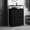 vidaXL Schuhschrank Schwarz 75x34x112 cm Holzwerkstoff Produktbild-Vorschau 3