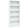 A white, five-shelf bookcase against a white background. Produktbild-Vorschau