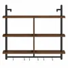 Wandregal 3 Ebenen mit Haken 105x24x94 cm Holz Metall Produktbild-Vorschau 5