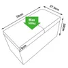 Diagram showing the dimensions and weight capacity of a storage bench. Náhled obrázku produktu