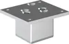 A single silver furniture leg with a square top plate and a cubic base. Produktbild-Vorschau